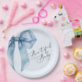 Assiettes En Carton Baby shower Bébé Bleu Bow Bowtiful (Fête)
