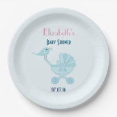 Assiettes En Carton Baby shower Bébé et maman Bluebirds (Devant)