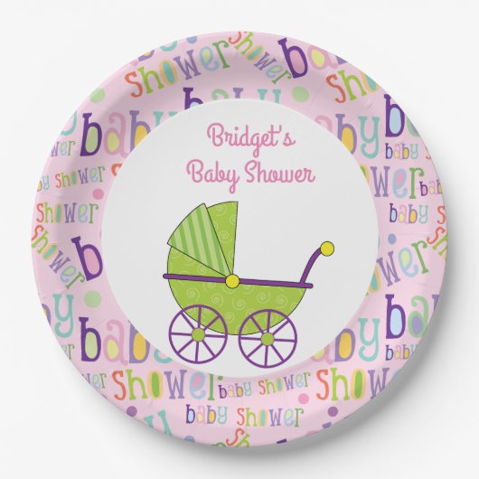 Assiettes En Carton Baby shower bébé fille 9 pouces Plaque (Devant)