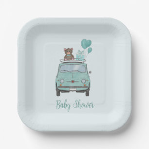 Assiettes En Carton Baby shower bébé garçon Fiat 500