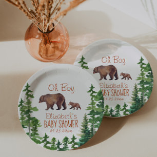 Assiettes En Carton Baby shower bébé maman bébé ours garçon