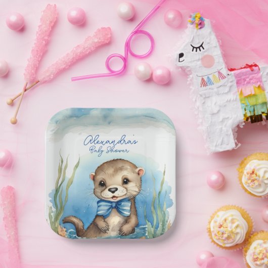 Assiettes En Carton Baby shower bébé Otter Boy (Fête)