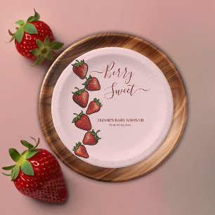 Assiettes En Carton Baby shower Berry Sweet Strawberry Hearts