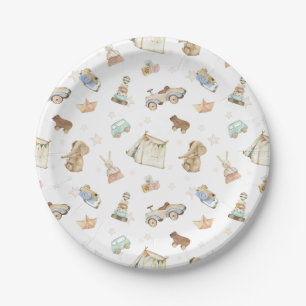 Assiettes En Carton Baby shower blanc Boho neutre pour les femmes