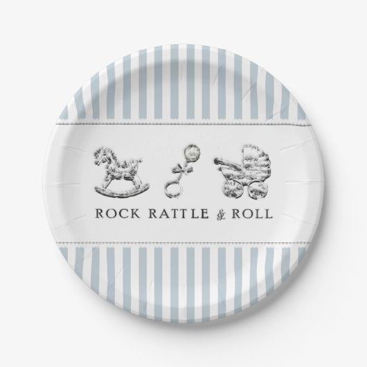 Assiettes En Carton Baby shower bleu (Devant)