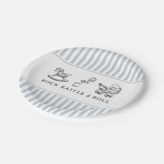 Assiettes En Carton Baby shower bleu (Angle)