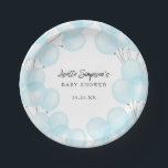 Assiettes En Carton Baby shower Bleu Aquarelle Cute<br><div class="desc">De belles assiettes en papier parfaites pour une fête de baby shower garçon. Doté de ballons d'aquarelle bleu pastel.</div>