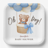 Assiettes En Carton Baby shower bleu bleu bleu Ours en peluche (Recto)