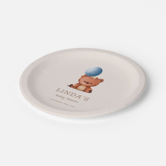 Assiettes En Carton Baby shower Bleu Blonde Boho mignon (Angle)