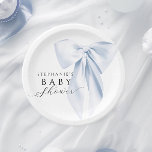 Assiettes En Carton Baby shower Bleu Bow arrondi<br><div class="desc">Ajoutez une touche d'élégance à votre table de fête avec ces Plaques de papier arrondi Baby shower Bleu Bow. L'arc bleu clair chic et l'écriture manuscrite font de ces étiquettes la touche finale parfaite pour votre célébration.</div>