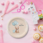 Assiettes En Carton Baby shower Bleu Chien Chien Chien Mur Français (Fête)