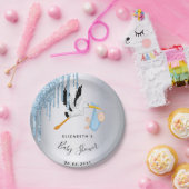 Assiettes En Carton Baby shower bleu cigogne garçon (Fête)