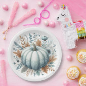 Assiettes En Carton Baby shower bleu citrouille Chute côtière (Fête)