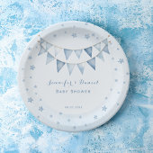 Assiettes En Carton Baby shower bleu clair étoile Garland