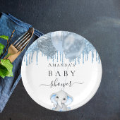 Assiettes En Carton Baby shower bleu clair parties scintillant blanc é