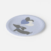 Assiettes En Carton Baby shower bleu Dachshund Plaques de papier Pois (Angle)