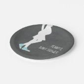 Assiettes En Carton Baby shower bleu de bosse de bébé de baskets (Angle)