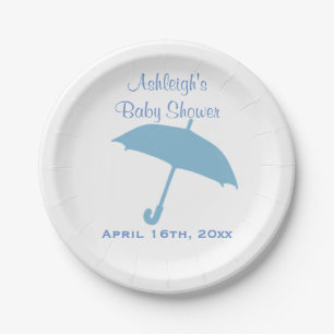 Assiettes En Carton Baby shower bleu de parapluie