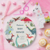 Assiettes En Carton Baby shower bleu dinosaure (Fête)