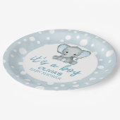Assiettes En Carton Baby shower bleu Eléphant (Angle)