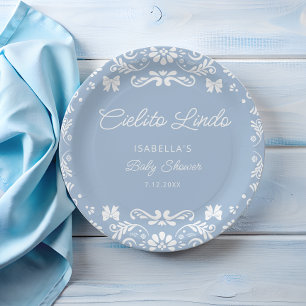 Assiettes En Carton Baby shower bleu mexicain Cielito Lindo