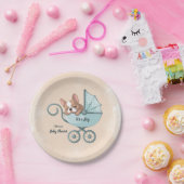 Assiettes En Carton Baby shower Bleu Poussette Bleu Bleu Bleu Bleu Ble (Fête)