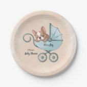 Assiettes En Carton Baby shower Bleu Poussette Bleu Bleu Bleu Bleu Ble (Devant)
