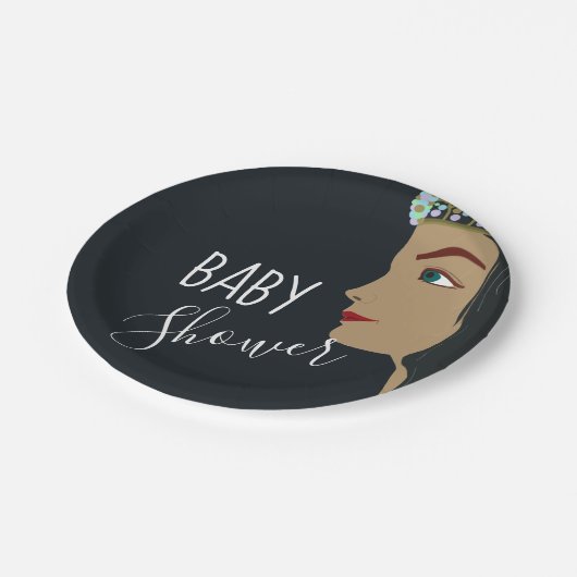 Assiettes En Carton Baby shower bleu princesse (Angle)