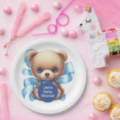 Assiettes En Carton Baby shower Bleu Teddy Bear (Fête)