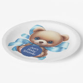 Assiettes En Carton Baby shower Bleu Teddy Bear (Angle)