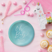 Assiettes En Carton Baby shower bleu turquoise moderne d'Ombre (Fête)