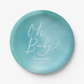 Assiettes En Carton Baby shower bleu turquoise moderne d'Ombre (Devant)