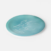 Assiettes En Carton Baby shower bleu turquoise moderne d'Ombre (Angle)