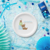 Assiettes En Carton Baby shower Blue Bear and Toy Blocks (Fête)
