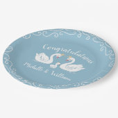 Assiettes En Carton Baby shower Blue Boy Swan (Angle)