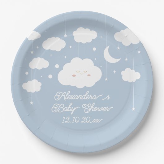 Assiettes En Carton Baby shower Blue Cloud (Devant)