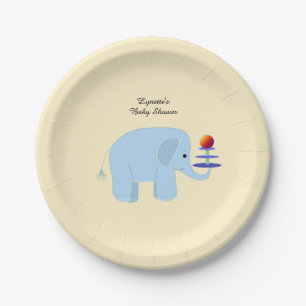 Assiettes En Carton Baby shower Blue Elephant