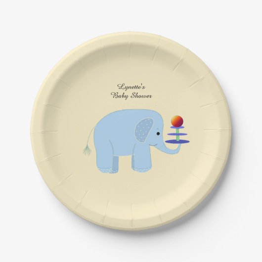 Assiettes En Carton Baby shower Blue Elephant (Devant)
