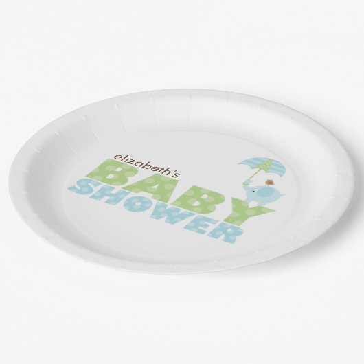 Assiettes En Carton Baby shower Blue Elephant Boy (Angle)