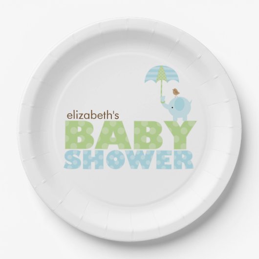 Assiettes En Carton Baby shower Blue Elephant Boy (Devant)