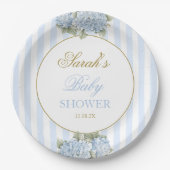 Assiettes En Carton Baby shower Blue Hydrangea (Devant)