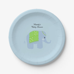 Assiettes En Carton Baby shower Blue Indian Elephant