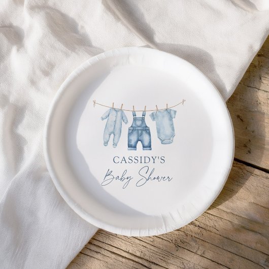 Assiettes En Carton Baby shower Blue Jean Denim