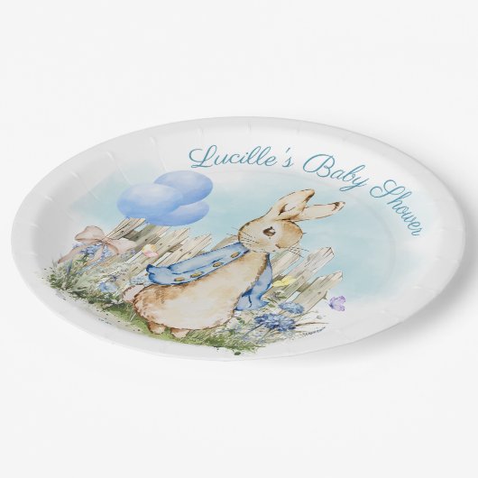 Assiettes En Carton Baby shower Blue Peter Rabbit Vaisselle (Angle)