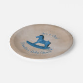 Assiettes En Carton Baby shower Blue Rocking Horse (Angle)