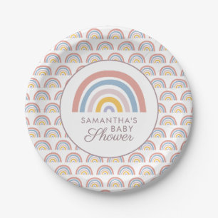 Assiettes En Carton Baby Shower Bohème Arc-en-ciel Chic