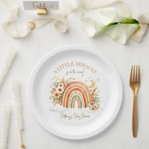 Assiettes En Carton Baby Shower Bohème Champêtre Arc-en-Ciel