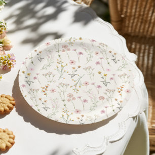 Assiettes En Carton Baby Shower Bohème Fleur Sauvage