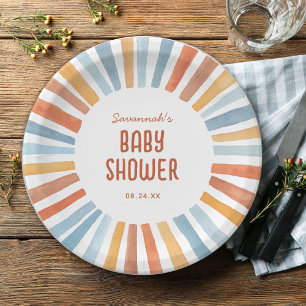 Assiettes En Carton Baby Shower Bohème Mixte Ensoleillé