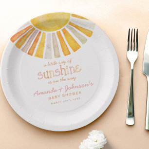 Assiettes En Carton Baby Shower Bohème Petit Rayon de Soleil